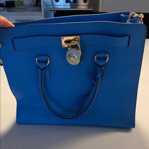 Michael Kors Electric Blue Saffiano Leather Tote with Gold Hardware NEVER WORN